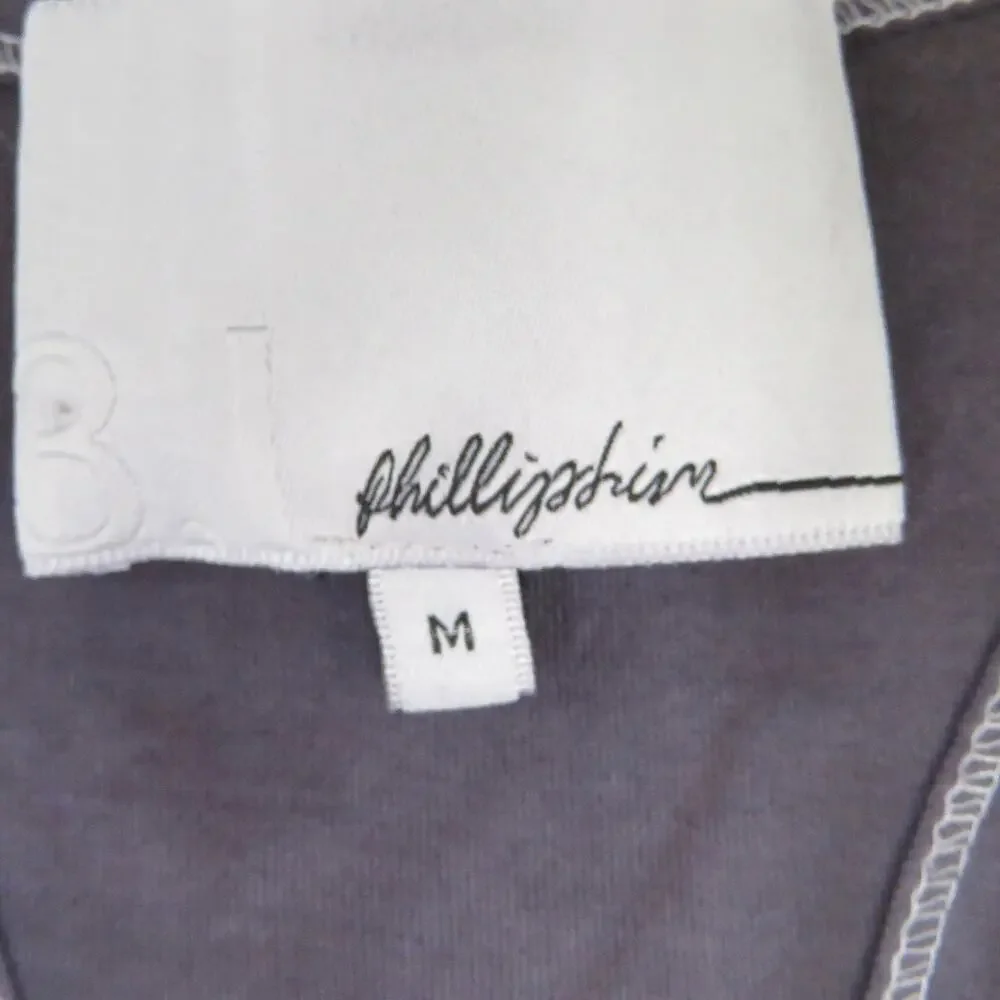 3.1 Phillip Lim Acid Wash Charcoal Gray Eyelet Racerback Tank Top Medium - Picture 5 of 6